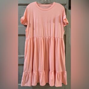 Peach Ruffle Sleeve Dress